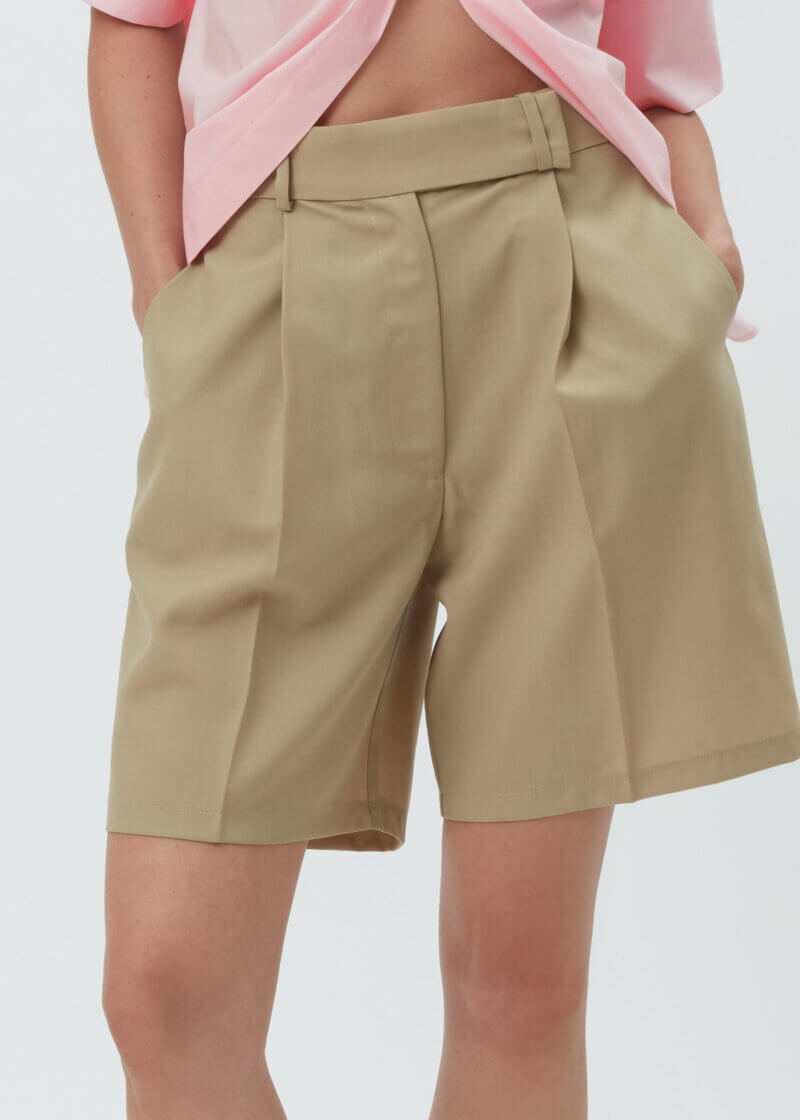 Alternative view of Tailored Beige Bermuda